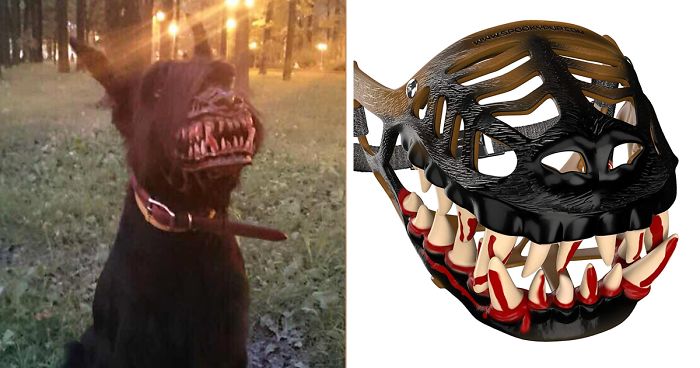 Scary Dog Muzzle for Halloween,Hilarious Dog Costume Muzzle with Large  Scary Teeth,This Werewolf Muzzle Might Be The Coolest Halloween Costume for