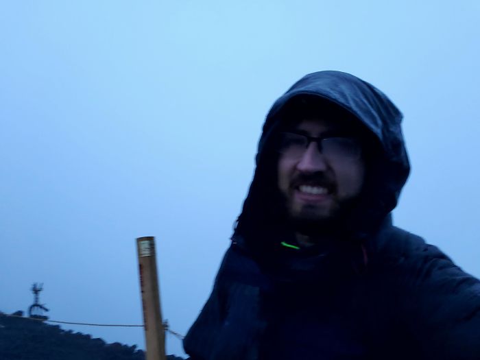 Climbed To The Top Of Mt Fuji To See Sunrise At 04.30, But It Was Foggy And Wet And Cold