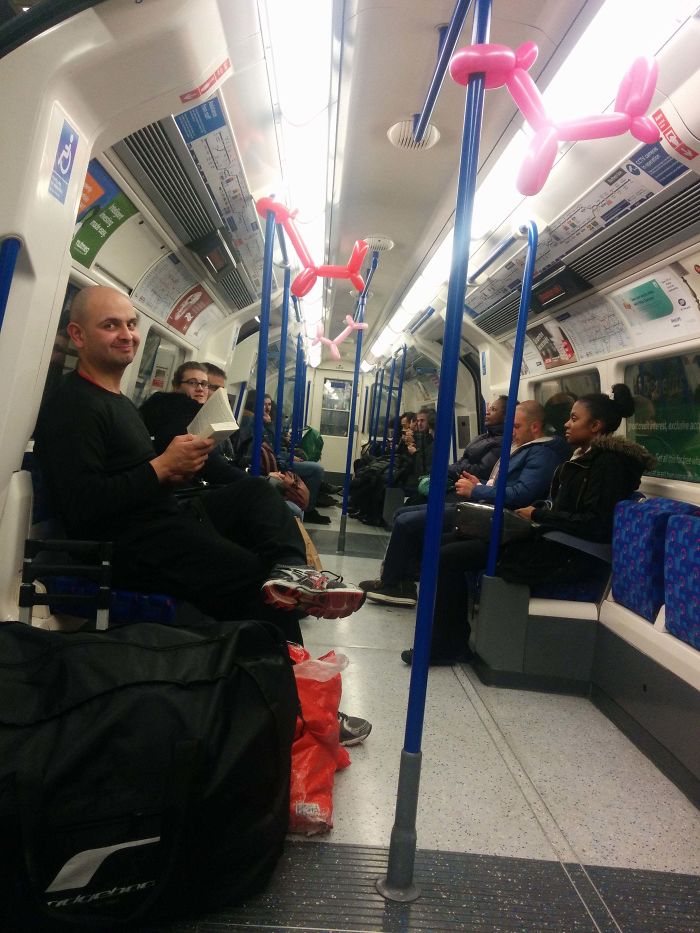 The Tube's Infamous "Balloon Bandit". He Makes Balloon Animals And Quickly Goes Back To His Book