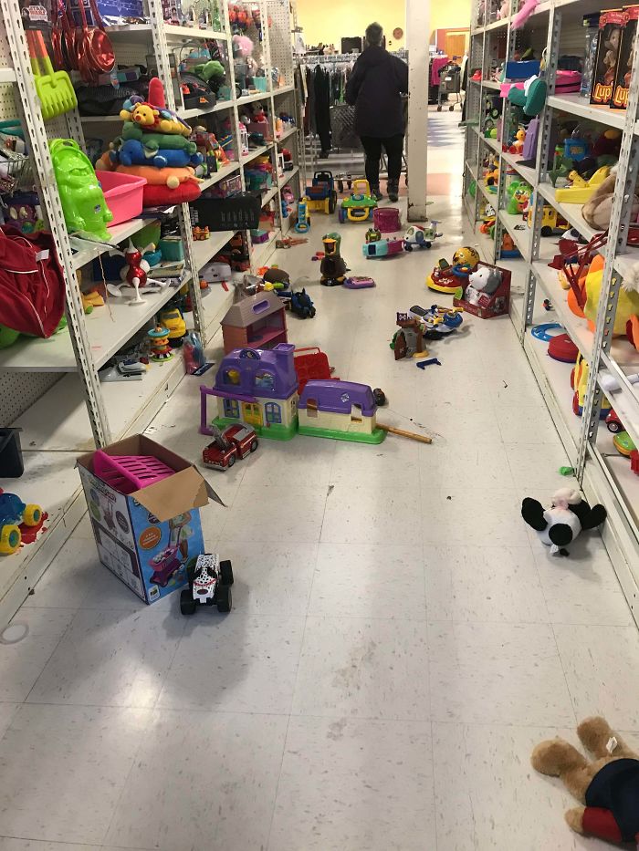 Parents Letting Their Kids Play With The Toys At Goodwill And Just Leaving It