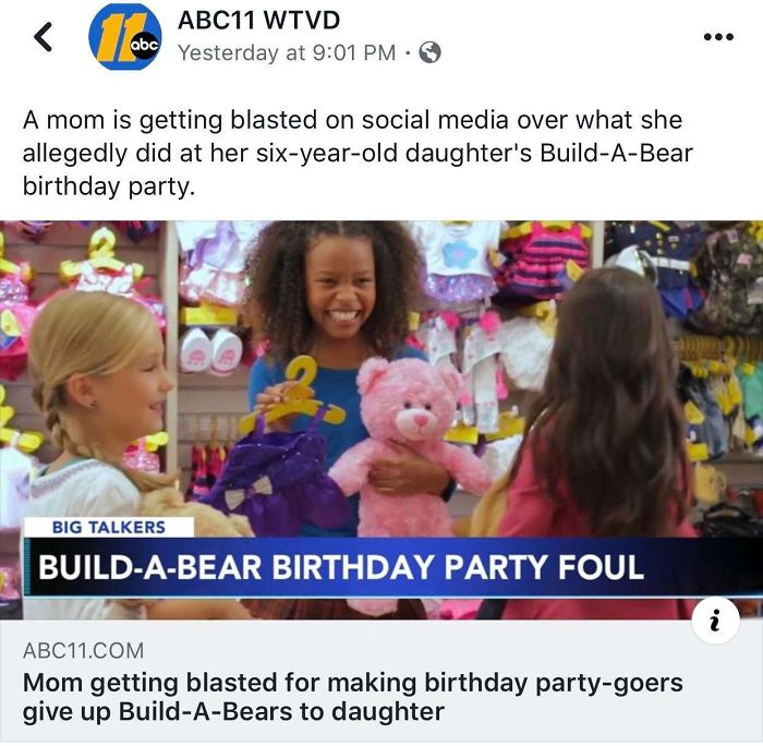 Parent Made Her Party Guests Give Up Their Bears To Her Daughter