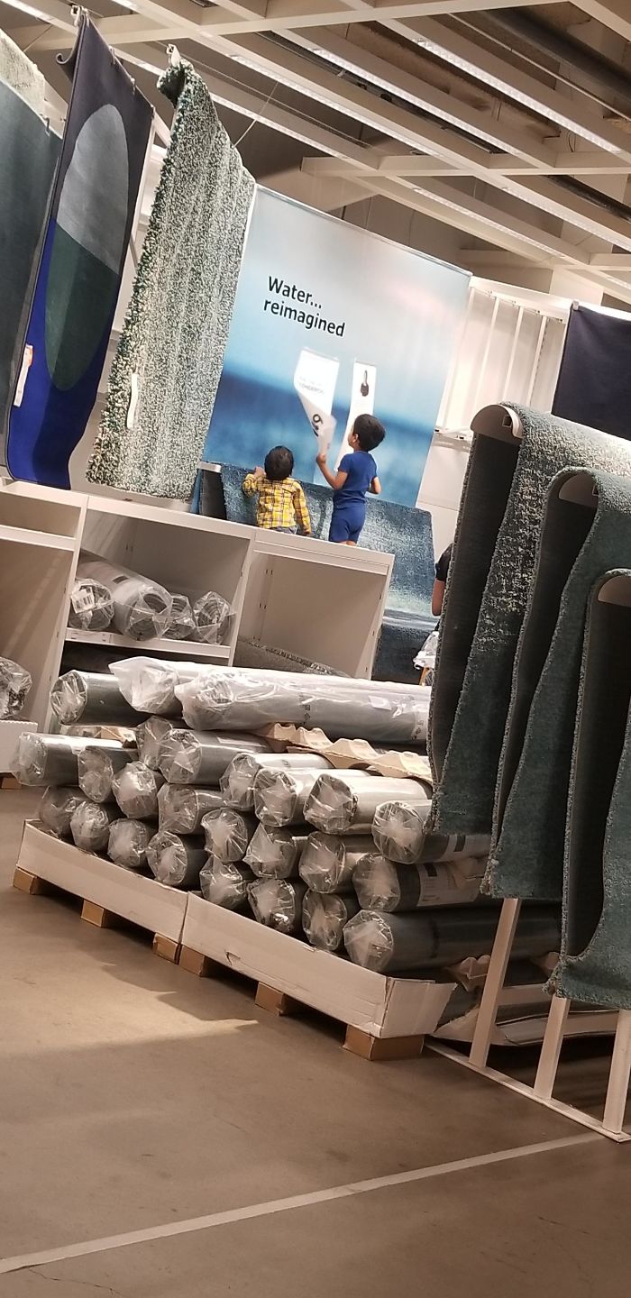 Parents Watching Their Children Climb Up And Destroy These Signs In IKEA