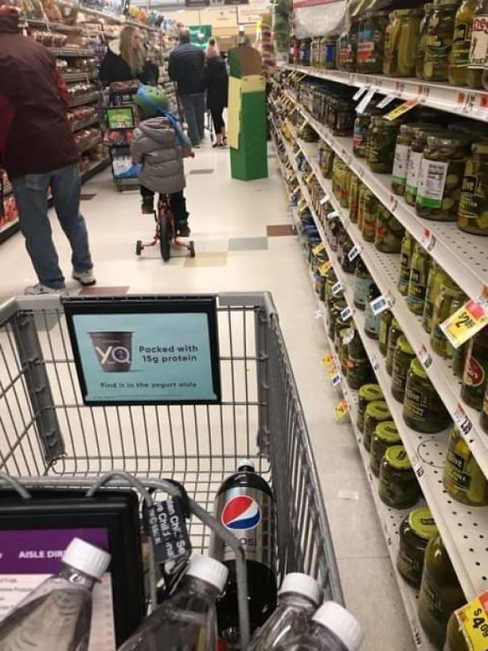 Letting Your Kid Ride His Bike In A Packed Grocery Store, Hours Before A Huge Snowstorm Hits, Is A Special Brand Of Trashy
