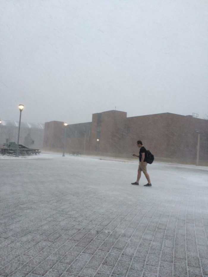 A Guy At My University In Canada Walking To Class