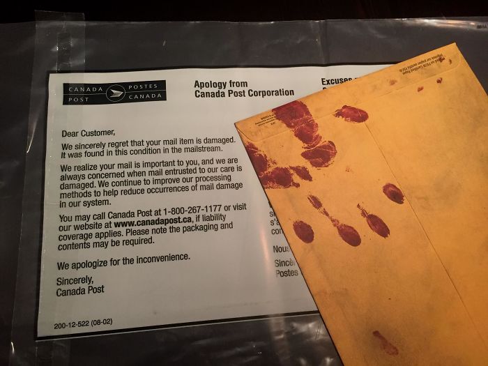 When Your Friend's Halloween Party Invites Are So Epic That Canada Post Thinks They Were Damaged In The Mailstream (But Delivers Them Anyway)
