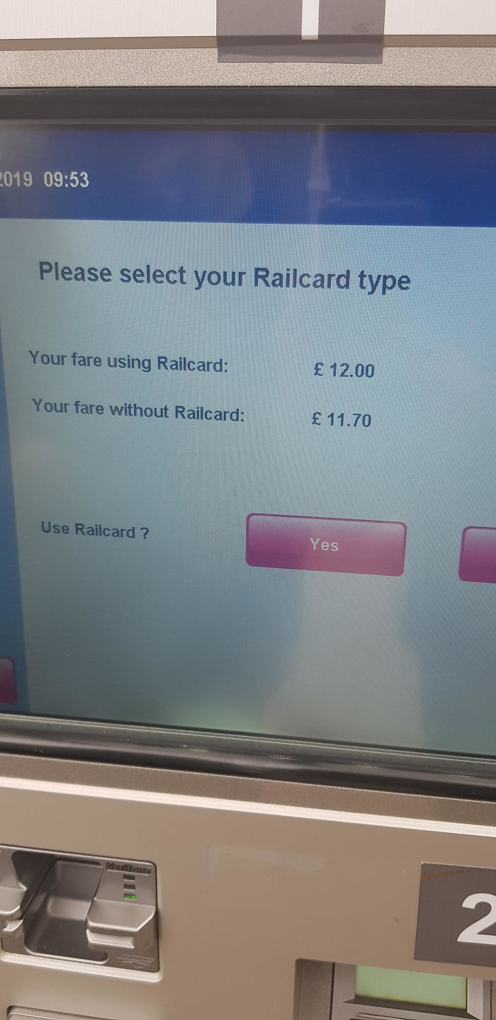 My Train Ticket Costs More Using My Student Railcard Than Just Paying The Standard Adult Price