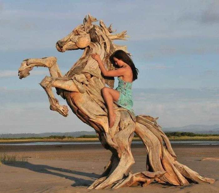 30 Amazing Wood Sculptures Made From The Pieces Found On Beaches