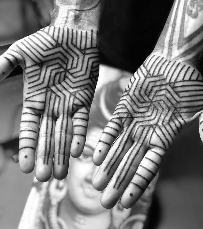 Intricate Palm Line Tattoo
