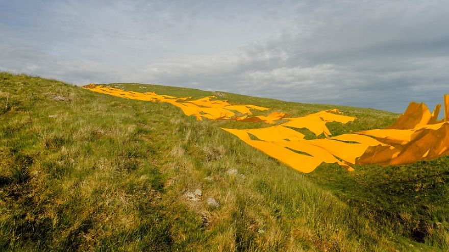 Monumental Yellow Artwork Goes On Show In North Pennines Area Of Outstanding Natural Beauty Monumental Yellow Artwork Goes On Show In North Pennines Area Of Outstanding Natural Beauty
