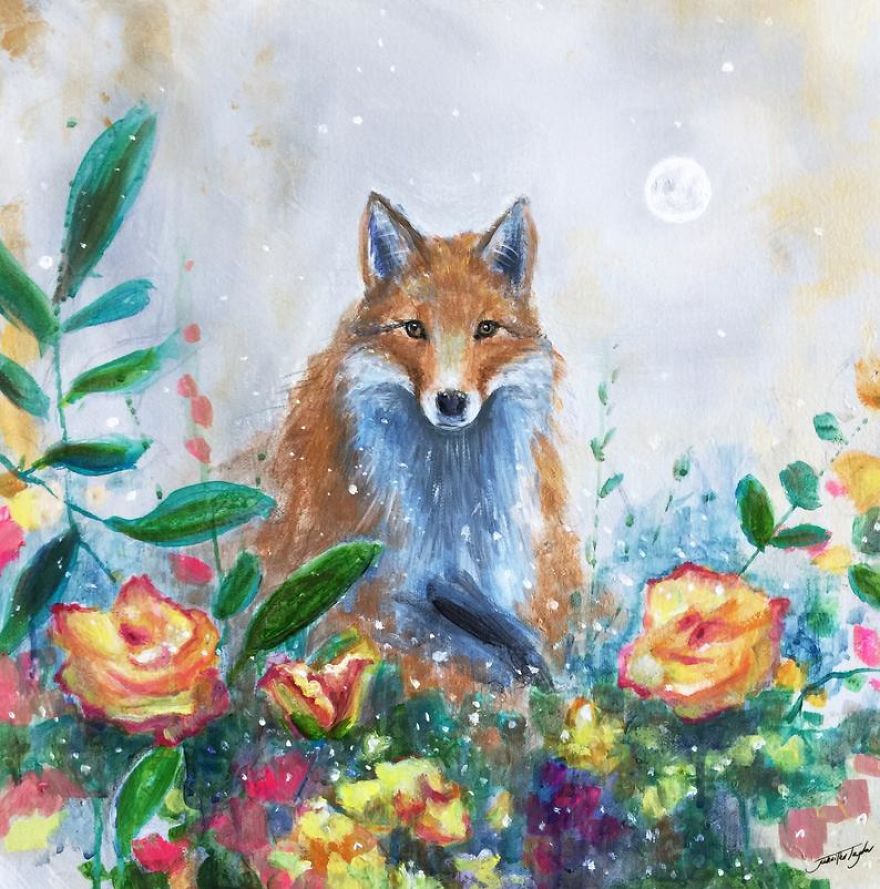 I Love To Paint Magical Creatures And Other Worlds, So Here’s My Newest Moon Fox Collection