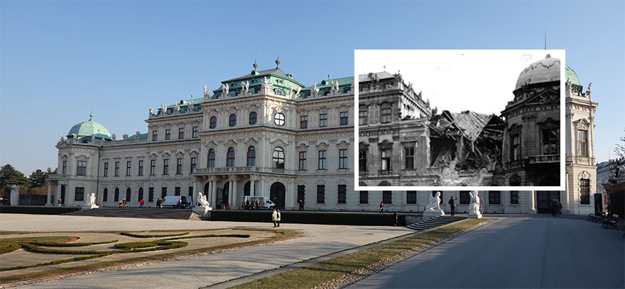Belvedere Palace 1945 vs. 2015