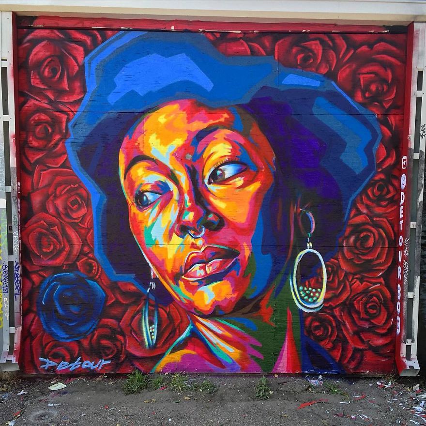 I Creat Murals Of Community Members With Bright Colors