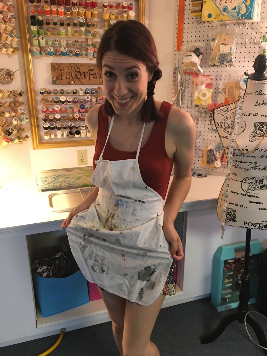 I Turned My Old Paint Aprons Into An Apron Dress.
