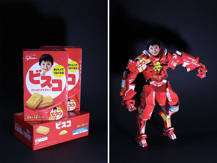 Japanese Artist Makes Incredible Arts With Used Packaging (19 New Pics)