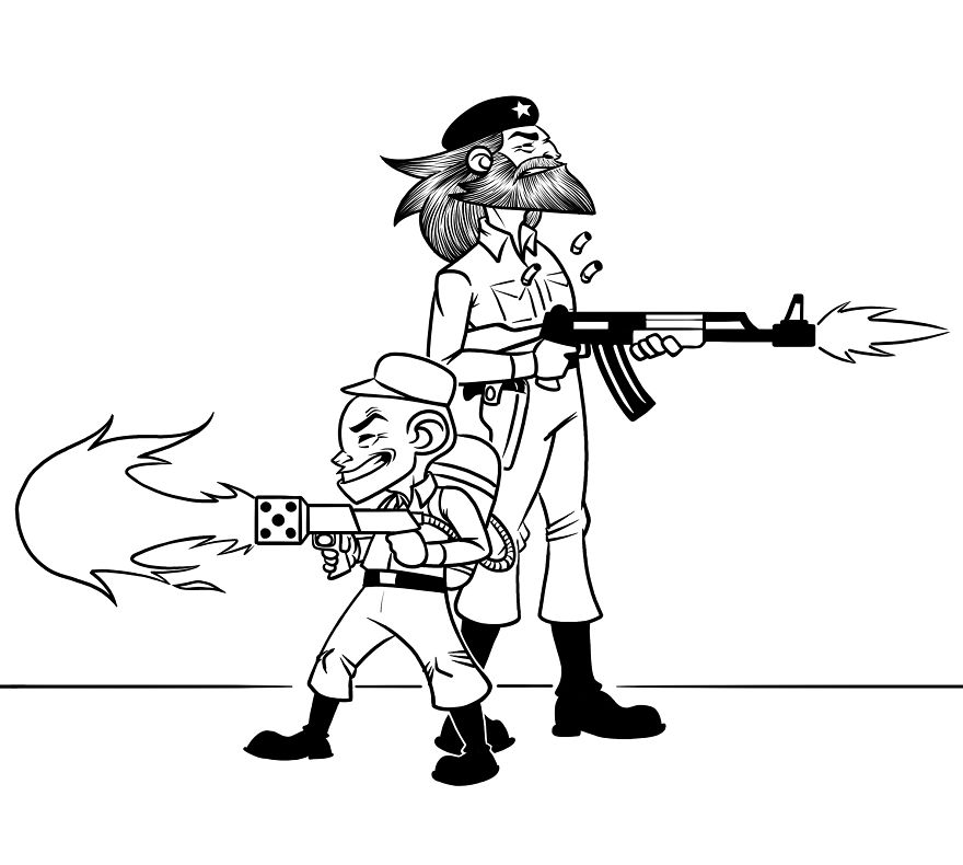 My Illustrations Of Che Guevara Fighting Against Zombies.
