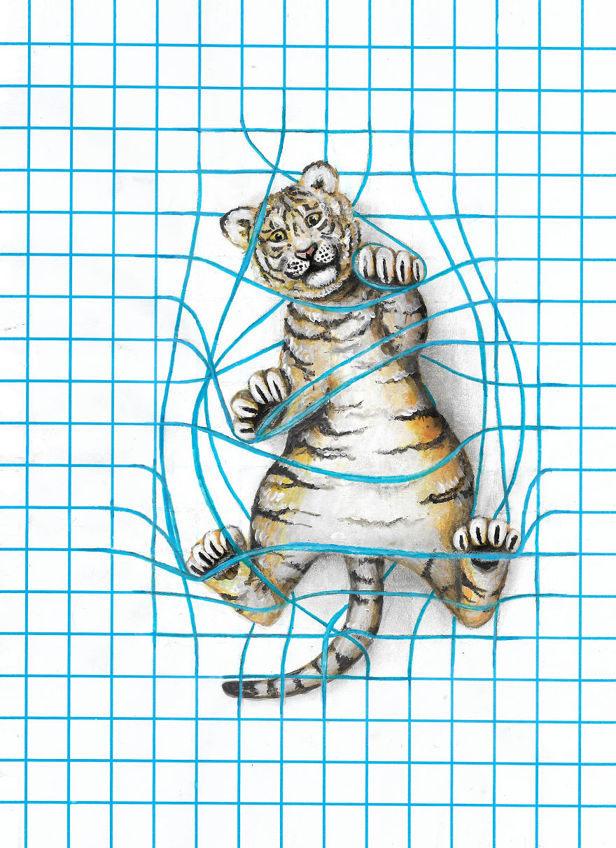 My 8 Animal Drawings On Lined, Dotted, And Graph Paper Are Made To Look  Like They Are 'Playing' On The Page | Bored Panda