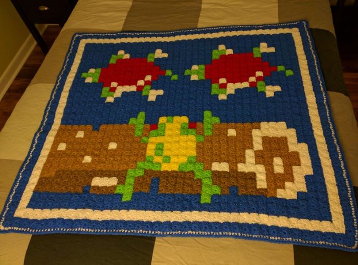This Grandma Passionate About Crochet Dedicates Handmade Blankets To Retrogaming And Even In Summer, You Will Want One Of These