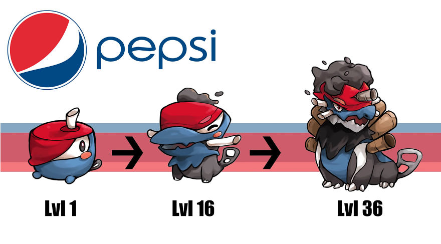 This Illustrator Transforms Famous Brands Into Evolving Pokemons