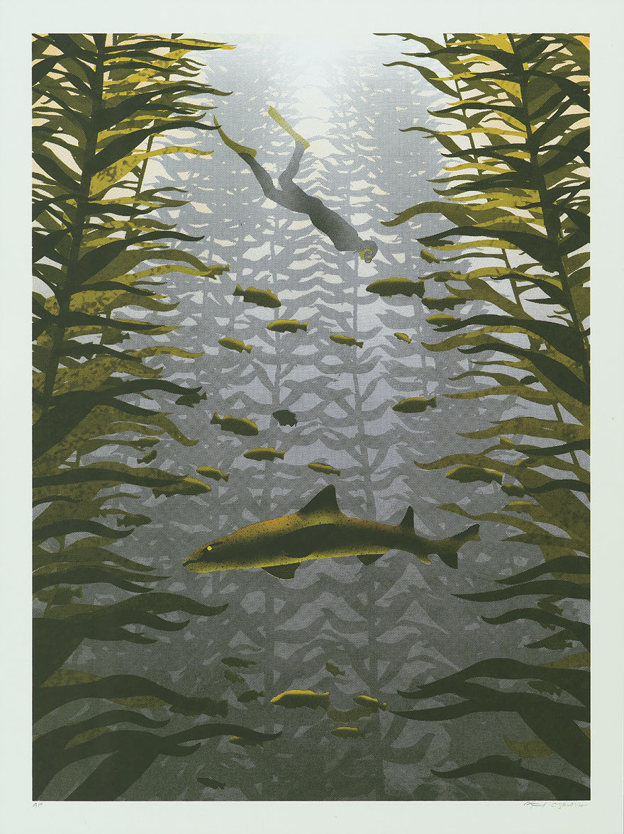 We Hand Printed This Kelp Forest Screen Print.