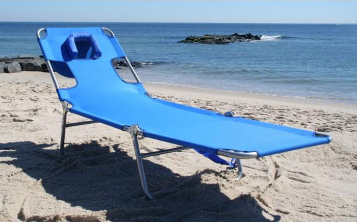 Amazon Is Selling A Beach Lounge Chair That Has A Face Hole For Reading