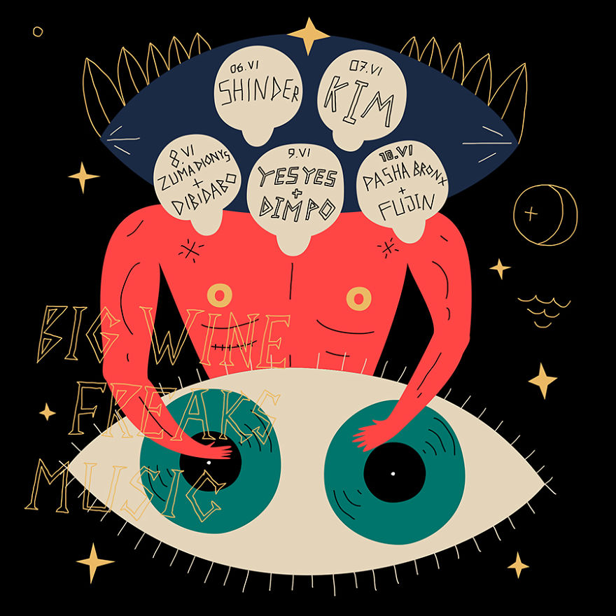 Hattomonkeystudio Presents A Collection Of Music Posters For The Wine Bar, Big Wine Freaks. Hattomonkeystudio Presents A Collection Of Music Posters For The Wine Bar, Big Wine Freaks.