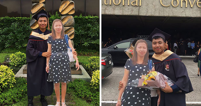 Filipino Student Takes A Cardboard Cutout Of His Late Mother To A Graduation Ceremony
