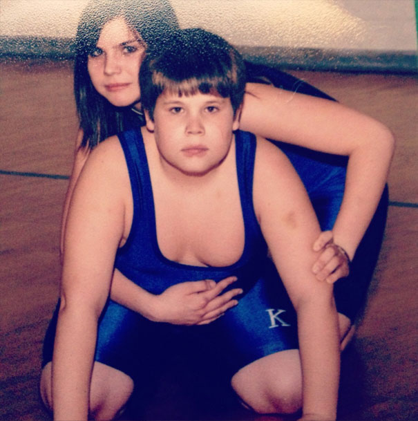 In Middle School, I Was The Only Girl On The Wrestling Team. My Brother Was On It As Well And To Save Money, We Decided To Take Our Picture Together. I Now Regret That Decision