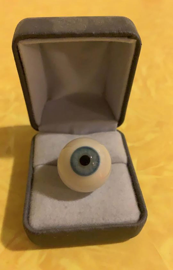 Found This Glass Eye At A Thrift Store In Arkansas. The Woman At The Store Said Someone Brought It In And Said It Had Been Their Grandfather’s. I Definitely Own It Now!