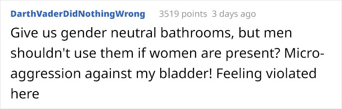 Woman Feels 'Violated' When A Man Uses A Gender Neutral Bathroom In Front Of Her
