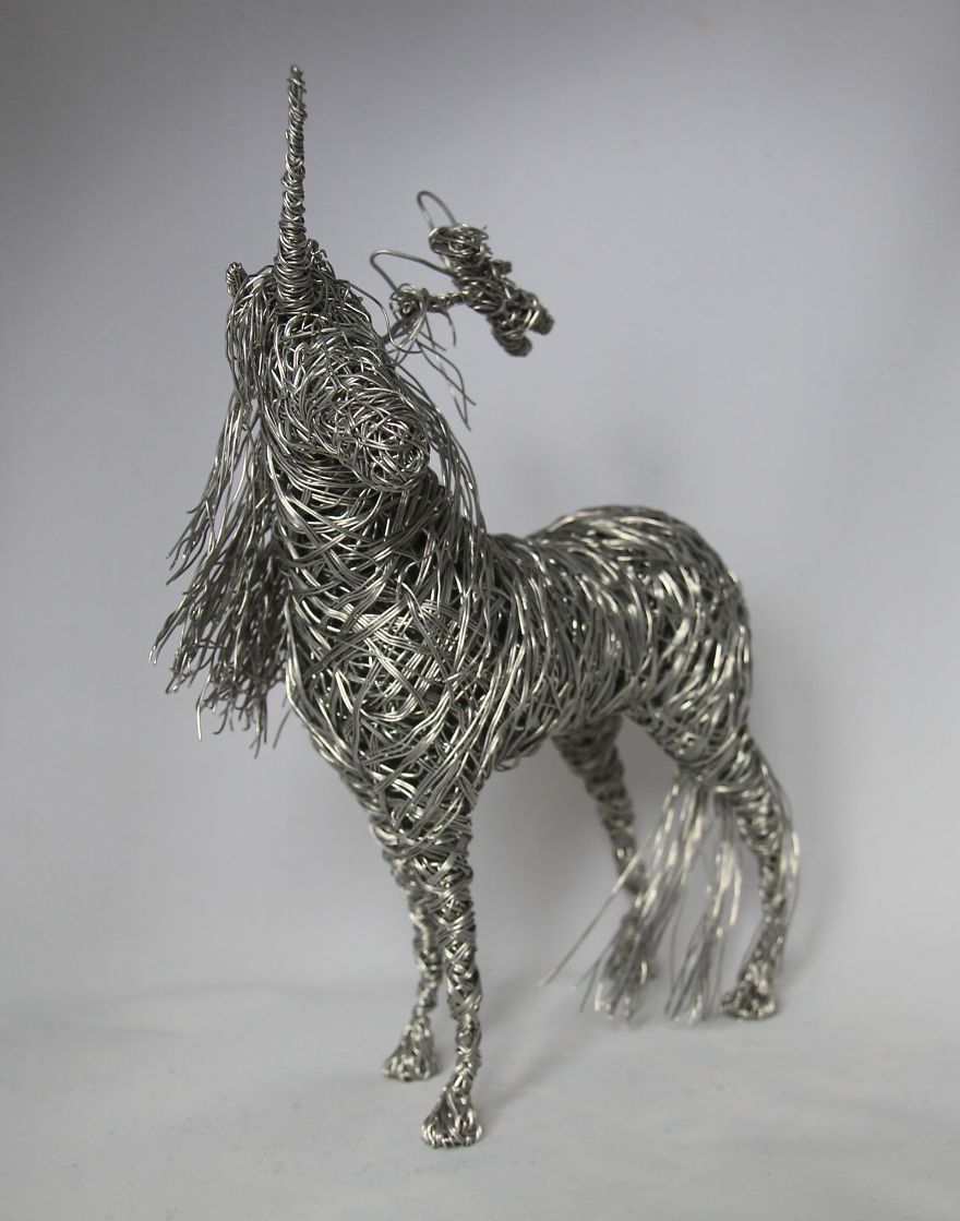 Hitching A Ride / Unicorn Wire Sculpture I Made From Stainless Steel Wire
