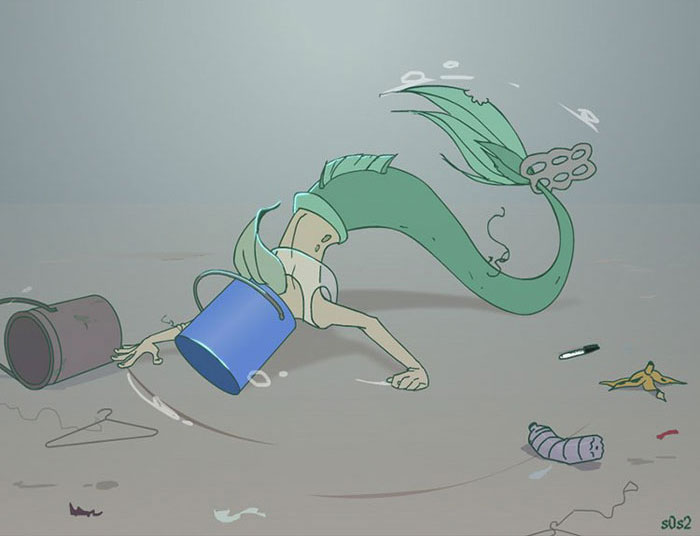 Artist Imagines A Little Mermaid Living In The XXI Century And It's Depressing