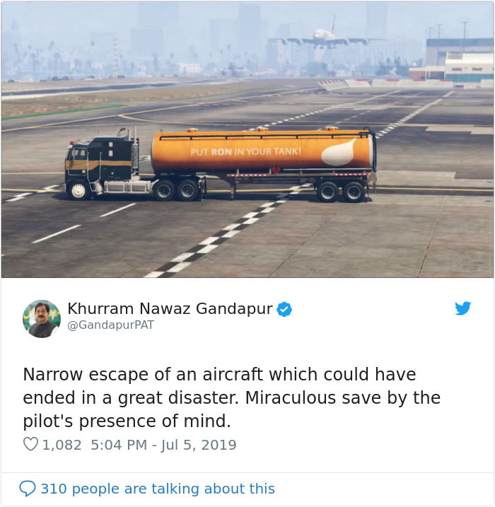 pakistani politician pilot escape tanker video game gta v 0 5d2587652649f  700 - Político paquistanês compartilhou um vídeo do GTA V pensando ser real