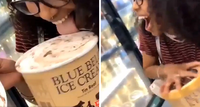 This Woman Licked The Top Of A Blue Bell Tub Of Ice Cream, Put The Lid Back On And Placed It Back In The Store’s Freezer