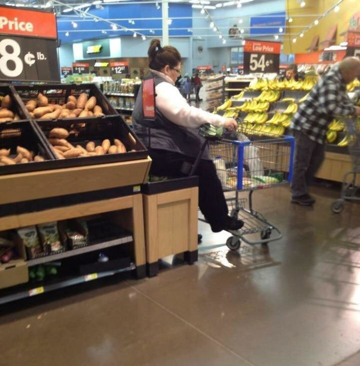This Lady Resting On The Apples At Walmart