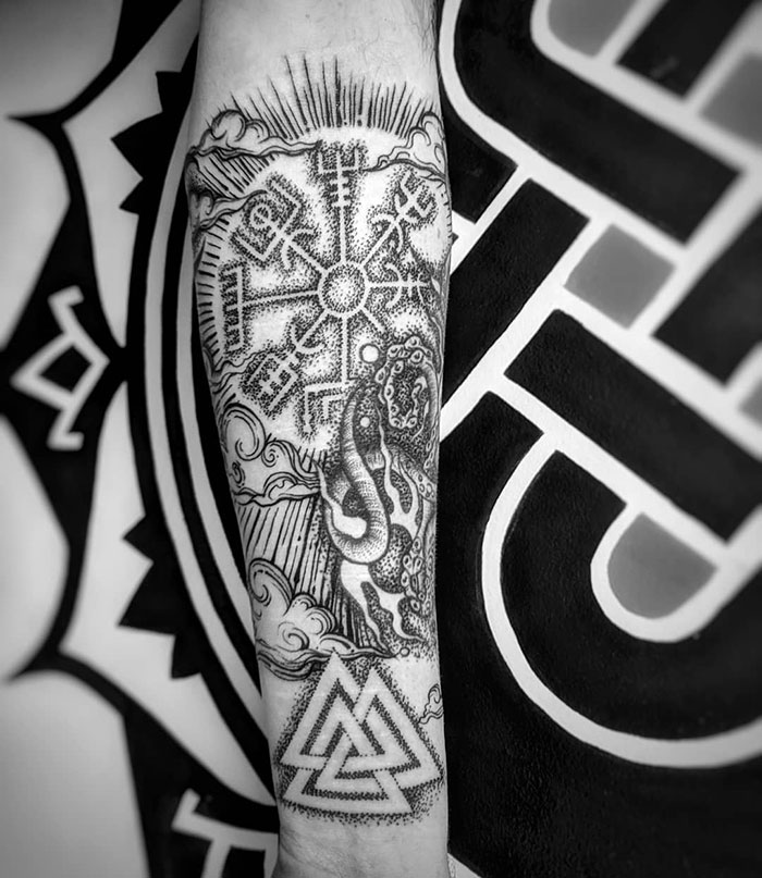 Started Making This Nautical/Norse Piece Into A Half Sleeve Today