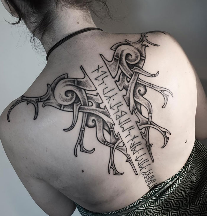 Viking Inspired Back Tattoo