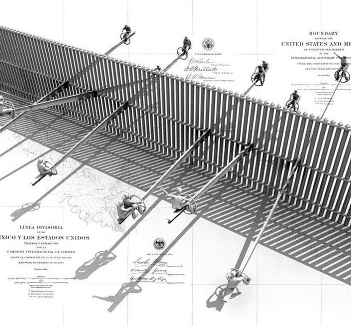 wall 5 - Crianças dos EUA e do México brincam juntas em gangorras na fronteira