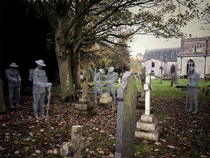 Ghost Sculptures Of Ww1 Soldiers Erected In An Old English Cemetery
