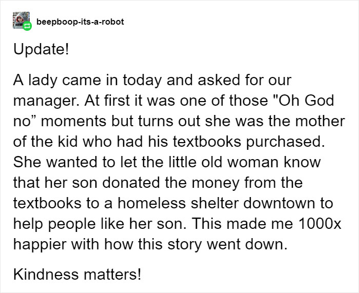 Mom Of A Meth Addict Buys This Stranger $400 Worth Of Textbooks To Teach How Important It Is To Be Kind