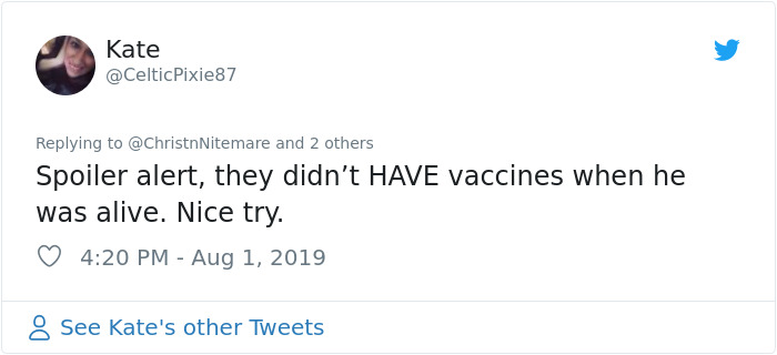 26 Responses People Had To This Anti-Vaxxer Proudly Wearing A 'Jesus Wasn’t Vaccinated' T-Shirt