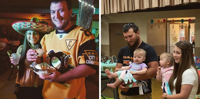 From Cinco De Mayo To Sick Of My Life-O (This Would Be Funnier If They Weren’t So Happy In The After Pic. Also, Who Wears A Hockey Jersey To Cinco De Mayo?! Get It Together, White People!)
