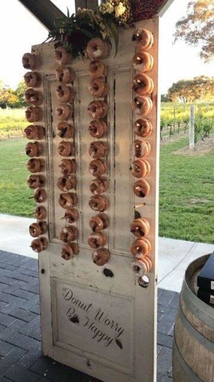 Donuts Served On A Door At A Wedding