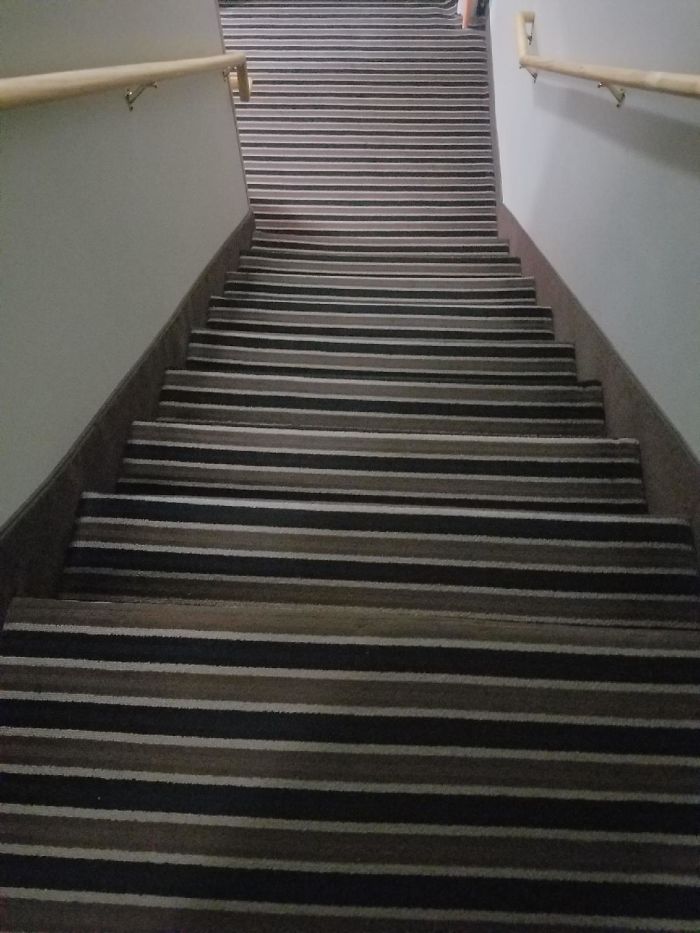 These Extremely Disorienting Stairs At The Hotel We Stayed At Last Week