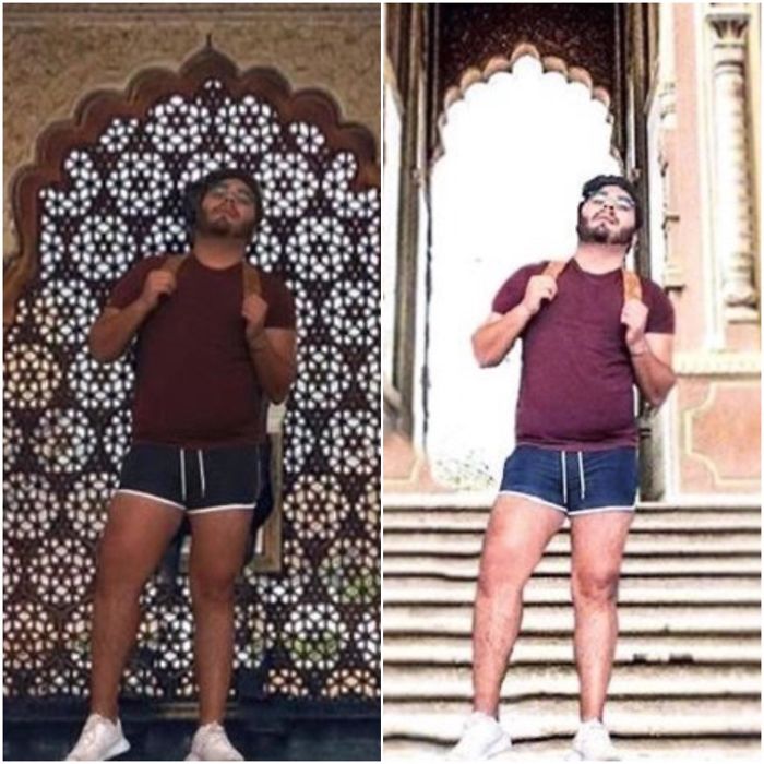 This Guy Photoshops Himself Badly Into Different World Locations To Look Like A Travel Influencer. He Recycles The Exact Same Pictures Sometimes 😬