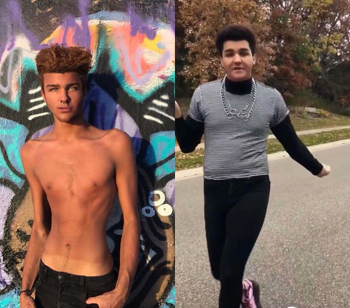 Apparently He Dropped Out Of College To Model. His Photos Are Filled With Crazy Edits Like These, One On The Right Is From A Video