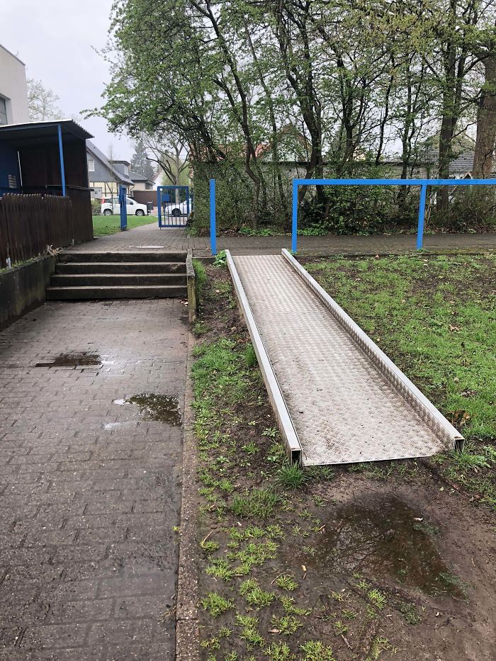 Was Told To Post This Here: A Ramp For Disabled People That Ends In A Puddle