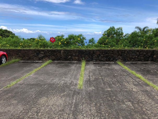 Instead Of Using Paint For This Parking Lot, This Is How The “Lines” Are Created. Kailua-Kona, Hawaii