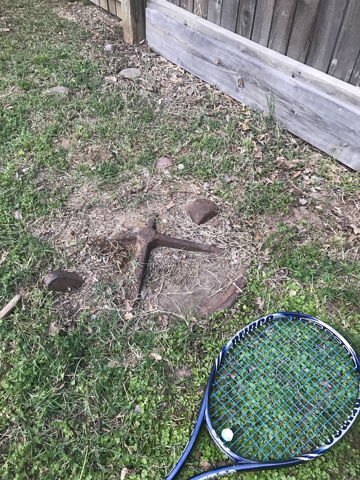 Found This In My Backyard, Is It Like A Hatch? (Tennis Racket For Scale)