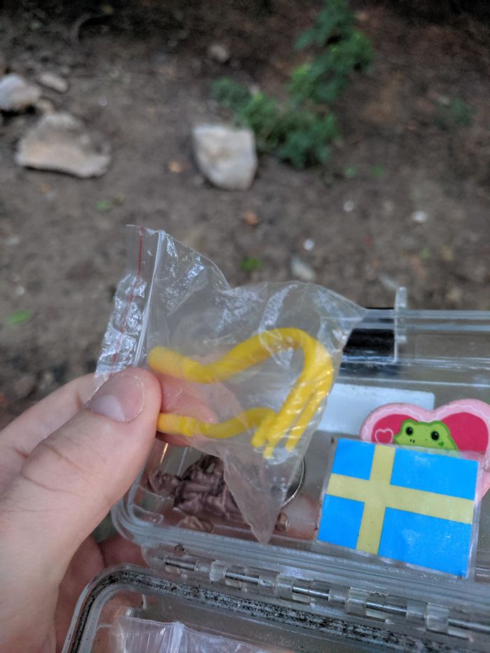 These Two Notched Yellow Hooks Made Of Plastic, Found In A Geocache