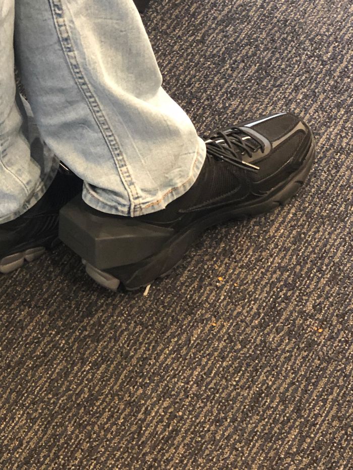 What Are The Blocks For On The Back Of These Shoes? Blocks Were Attached To Both Shoes. Saw A Man Wearing Them